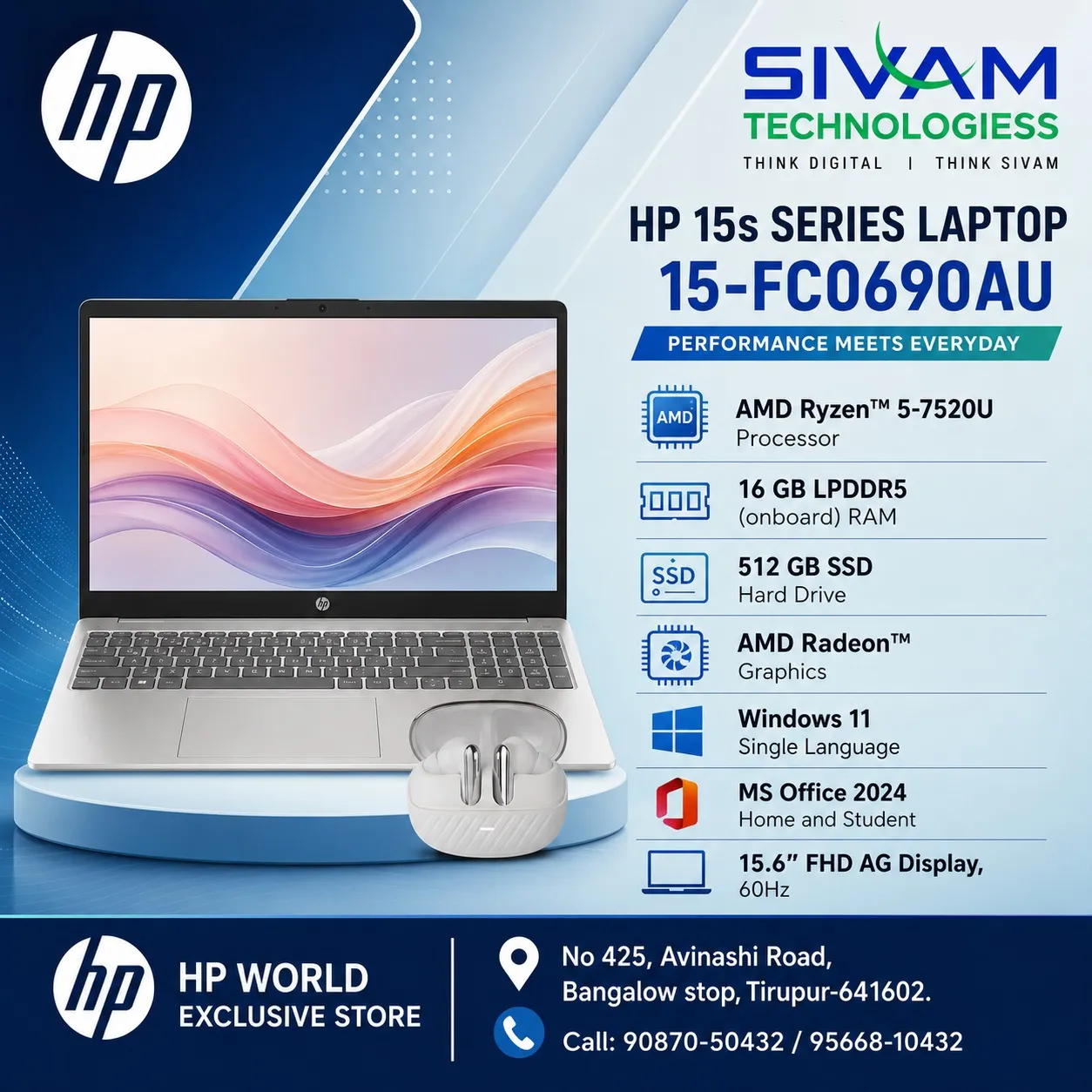 HP 15 Series AMD Ryzen 5 Laptop 15-FC0690AU LAPTOP