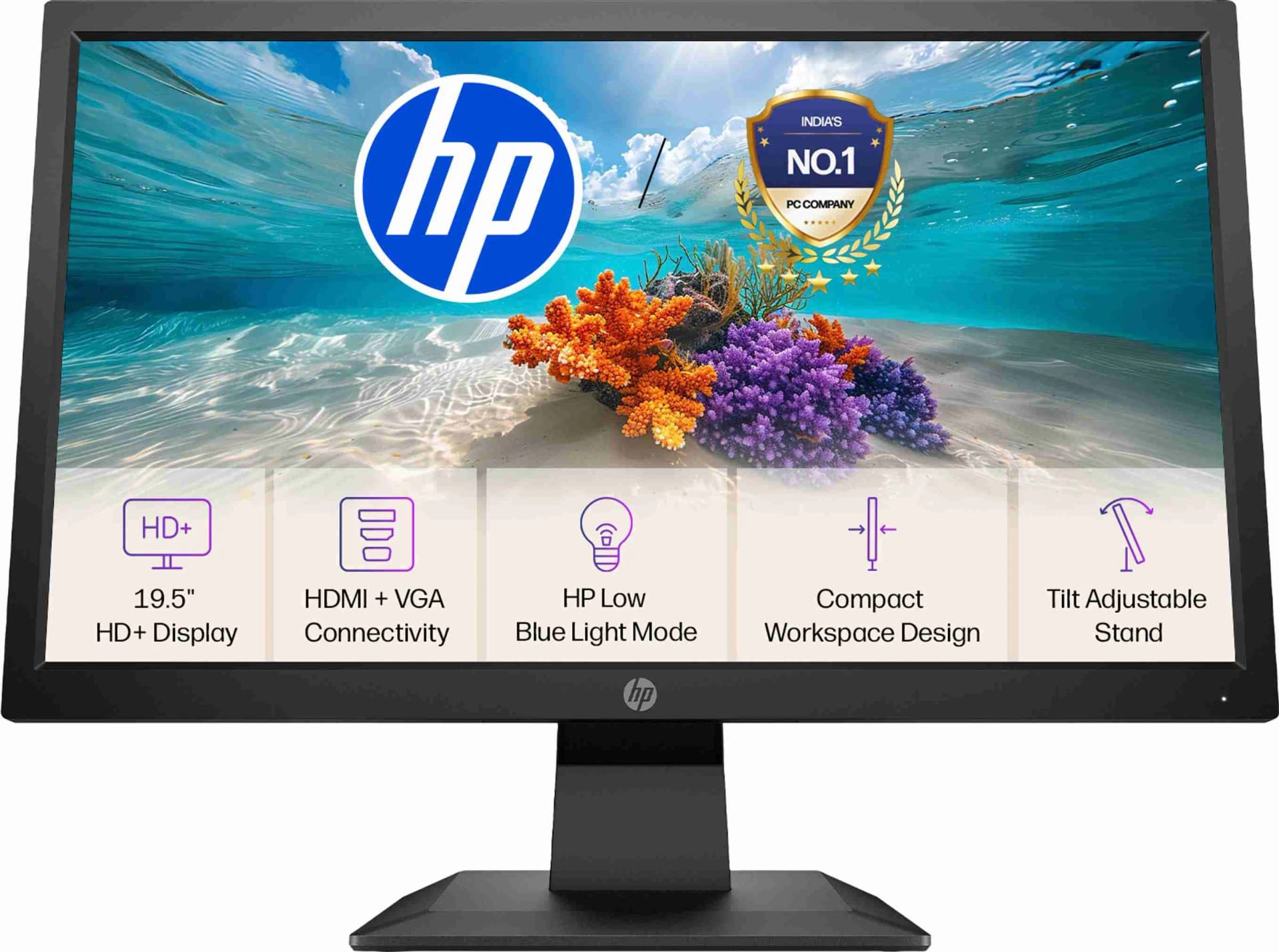 HP P204v 49.53 cm 19.5-inch Monitor - 5RD66AA
